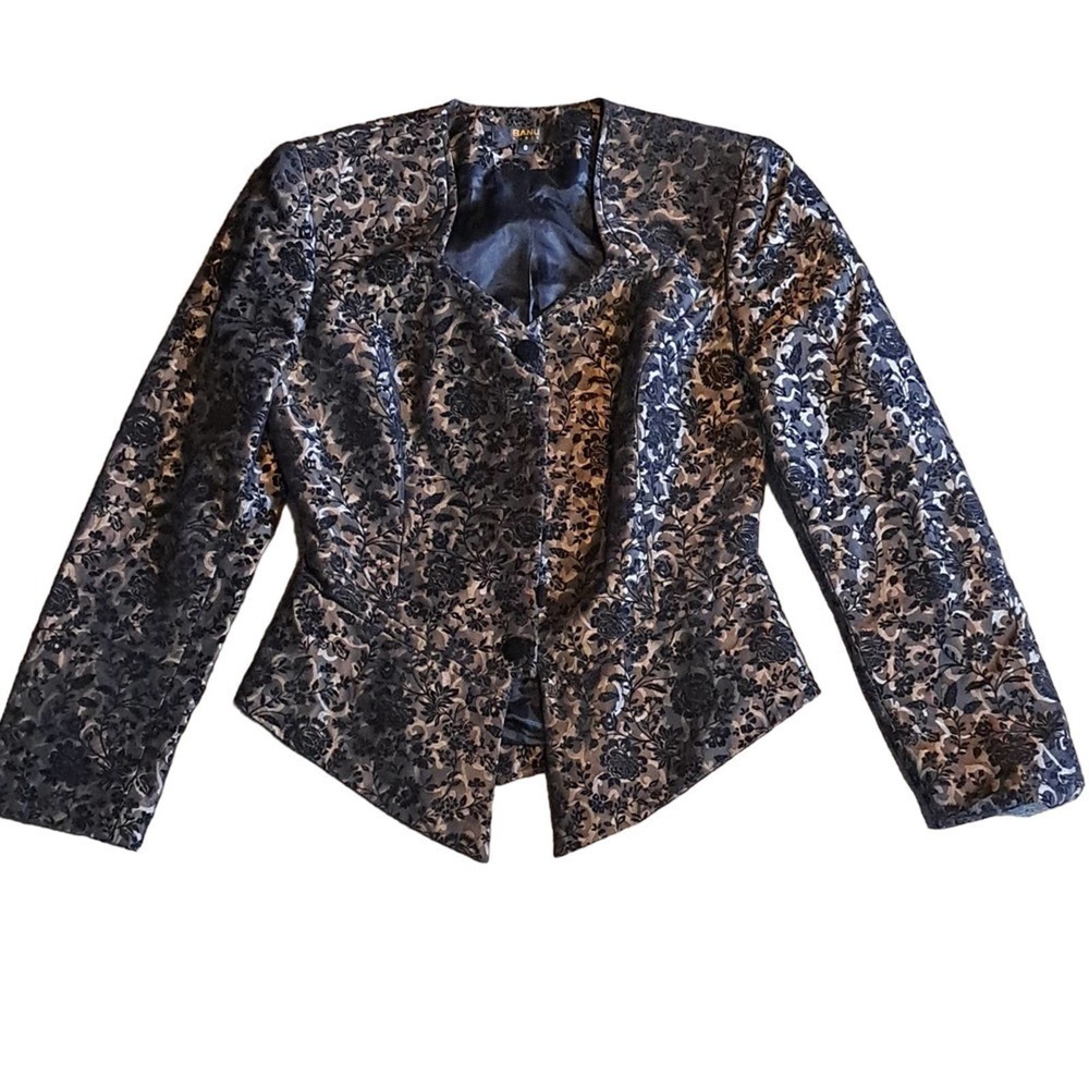 Banu Paris blazer black  brown floral print 8